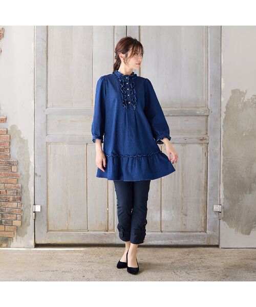 Rose Tiara / ローズティアラ チュニック | 【伸縮性◎】ライトオンスデニムチュニック | 詳細2