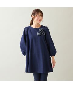 No.1354 新品ローズティアラパフスリーブドッキングチュニック50 楽天市場】チュニックパフスリーブドットチュニック／ローズ