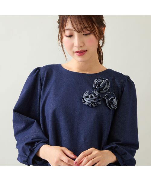 Rose Tiara / ローズティアラ チュニック | 【伸縮性◎】巻きバラニットデニムチュニック | 詳細1