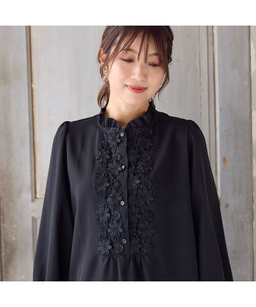 Rose Tiara / ローズティアラ シャツ・ブラウス | 【手洗いOK】ケミカルレース切替ブラウス | 詳細4