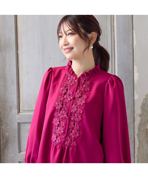 Rose Tiara / ローズティアラ シャツ・ブラウス | 【手洗いOK】ケミカルレース切替ブラウス | 詳細6