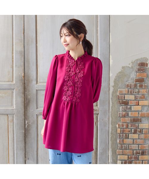 Rose Tiara / ローズティアラ シャツ・ブラウス | 【手洗いOK】ケミカルレース切替ブラウス | 詳細7