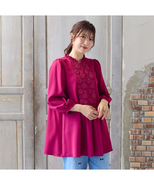 Rose Tiara / ローズティアラ シャツ・ブラウス | 【手洗いOK】ケミカルレース切替ブラウス | 詳細8