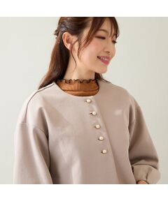 Rose Tiara ノーカラージャケット ベージュ Rose Tiara / ローズティアラ (レディース) ノーカラー