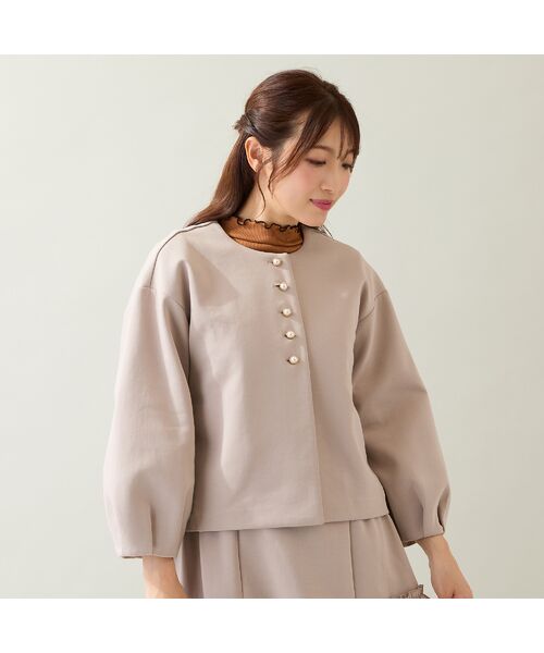 Rose Tiara / ローズティアラ ノーカラージャケット | ダンボールニットタック袖ジャケット | 詳細1