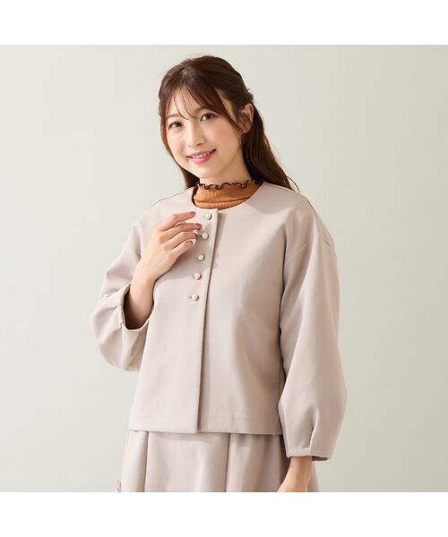 Rose Tiara / ローズティアラ ノーカラージャケット | ダンボールニットタック袖ジャケット | 詳細2