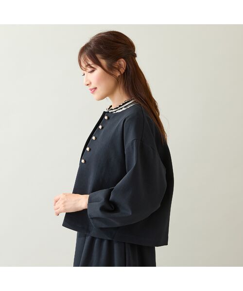 Rose Tiara / ローズティアラ ノーカラージャケット | ダンボールニットタック袖ジャケット | 詳細6