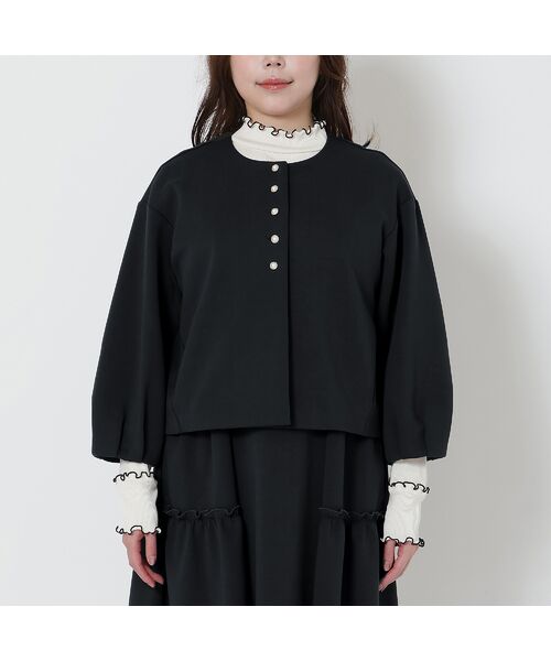 Rose Tiara / ローズティアラ ノーカラージャケット | ダンボールニットタック袖ジャケット | 詳細8