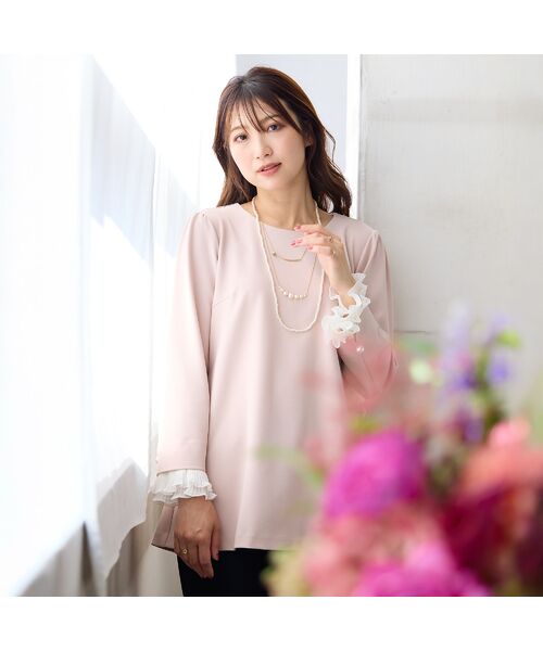 Rose Tiara / ローズティアラ シャツ・ブラウス | 【2WAY】【UVカット/防シワ】プリーツ袖カットソー(ピンク)