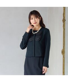 83美品　大きいサイズ　Rose Tiara ノーカラー ジャケット Rose Tiara / ローズティアラ （レディース） ノーカラー