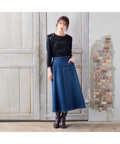 Rose Tiara / ローズティアラ カットソー | 【UVカット】ショルダーフリルカットソー(ブラック)