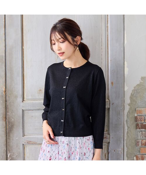 Rose Tiara / ローズティアラ カーディガン・ボレロ | リボンボタンラメニットカーディガン | 詳細2