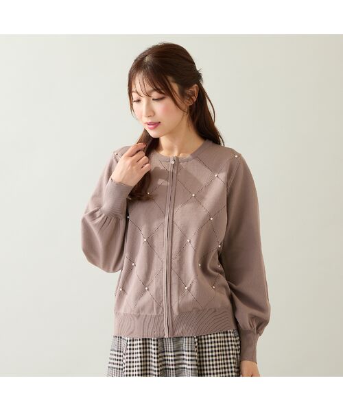 Rose Tiara / ローズティアラ ニット・セーター | 【人気商品の新型】アーガイルZIPカーディガン | 詳細1