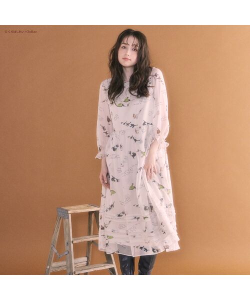 Rose Tiara / ローズティアラ ミニ丈・ひざ丈ワンピース | 【くらはしれいコラボ】クロネコPTピンタックフリルワンピース | 詳細2