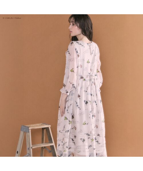 Rose Tiara / ローズティアラ ミニ丈・ひざ丈ワンピース | 【くらはしれいコラボ】クロネコPTピンタックフリルワンピース | 詳細3