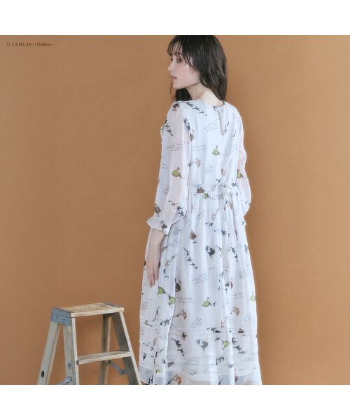 Rose Tiara / ローズティアラ ミニ丈・ひざ丈ワンピース | 【くらはしれいコラボ】クロネコPTピンタックフリルワンピース | 詳細5