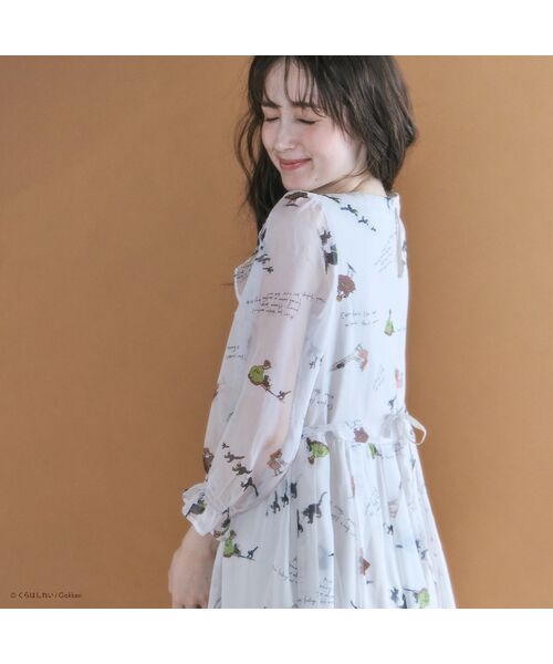 Rose Tiara / ローズティアラ ミニ丈・ひざ丈ワンピース | 【くらはしれいコラボ】クロネコPTピンタックフリルワンピース | 詳細7