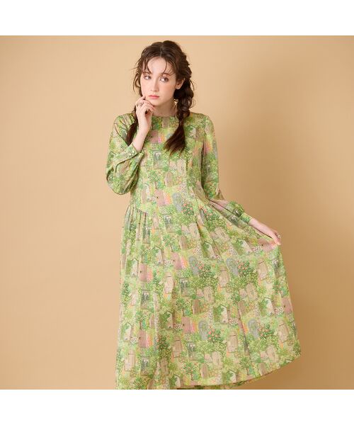 Rose Tiara/ローズティアラ 【22fabric】シークレットガーデン/ ワンピース ベージュ 40