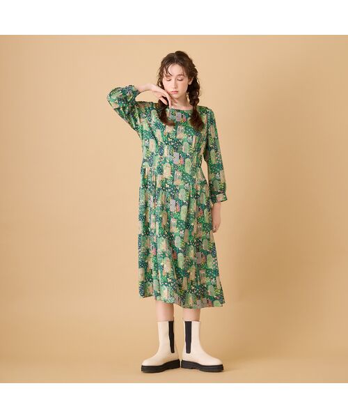 Rose Tiara/ローズティアラ 【22fabric】シークレットガーデン/ ワンピース ダークブルー 42