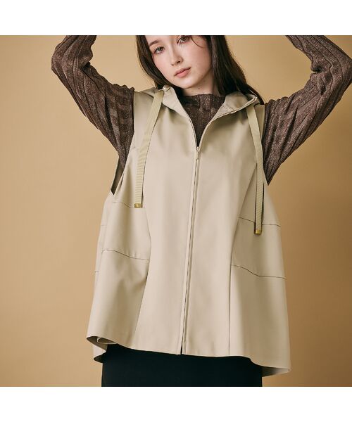 Rose Tiara/ローズティアラ サイドタックフード付きジレ ベージュ F