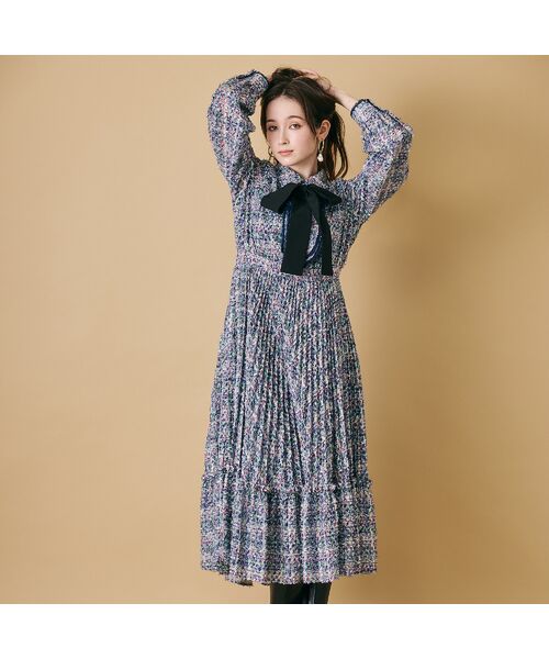 Rose Tiara / ローズティアラ ミニ丈・ひざ丈ワンピース | ツィードプリントワンピース | 詳細1