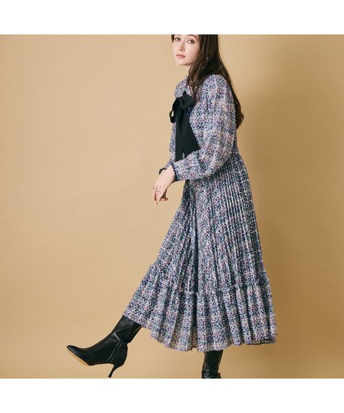 Rose Tiara / ローズティアラ ミニ丈・ひざ丈ワンピース | ツィードプリントワンピース | 詳細2