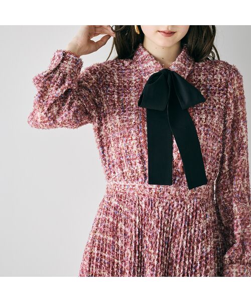 Rose Tiara / ローズティアラ ミニ丈・ひざ丈ワンピース | ツィードプリントワンピース | 詳細10