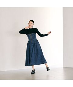 Rose Tiara / ローズティアラ ミニ丈・ひざ丈ワンピース | デニムドッキングワンピース