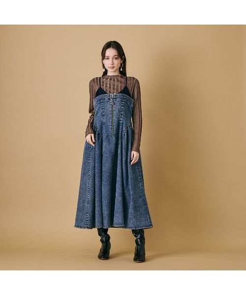 Rose Tiara / ローズティアラ ミニ丈・ひざ丈ワンピース | デニムドッキングワンピース | 詳細10