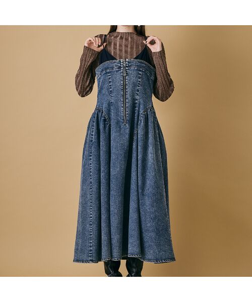 Rose Tiara / ローズティアラ ミニ丈・ひざ丈ワンピース | デニムドッキングワンピース | 詳細12