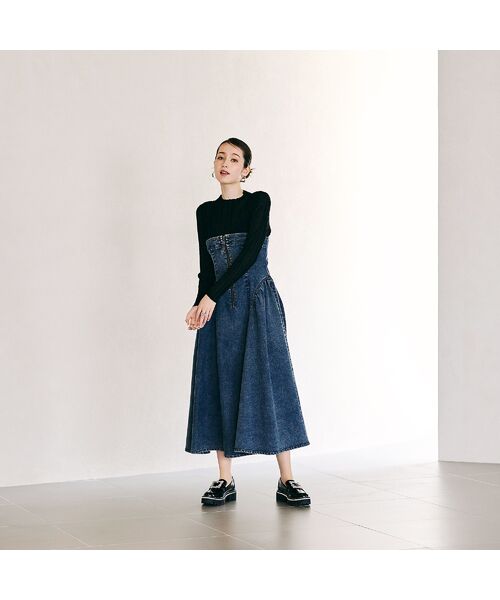 Rose Tiara / ローズティアラ ミニ丈・ひざ丈ワンピース | デニムドッキングワンピース | 詳細2