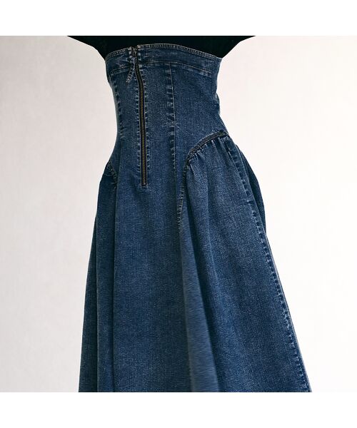 Rose Tiara / ローズティアラ ミニ丈・ひざ丈ワンピース | デニムドッキングワンピース | 詳細4