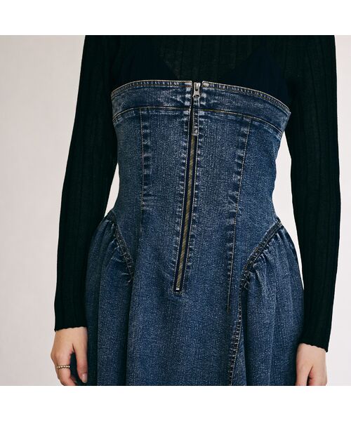 Rose Tiara / ローズティアラ ミニ丈・ひざ丈ワンピース | デニムドッキングワンピース | 詳細9