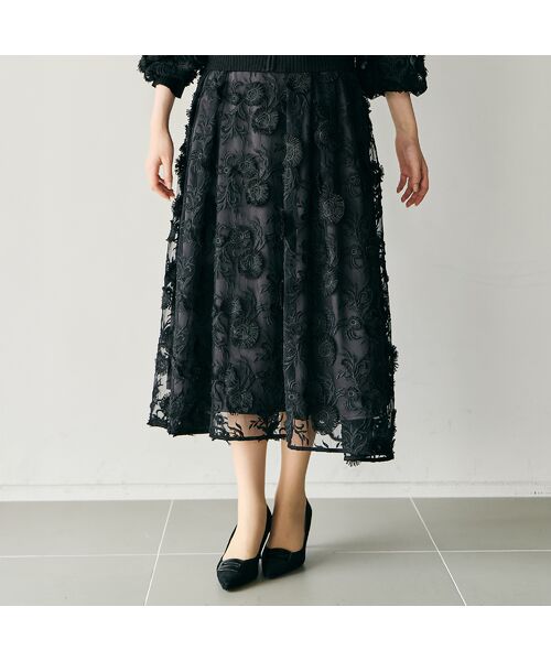 Rose Tiara/ローズティアラ チュールレーススカート ブラック 38