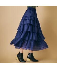 Rose Tiara / ローズティアラ ミニ・ひざ丈スカート | デニムプリントオーガンジースカート