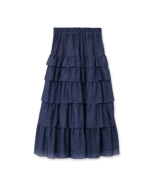 Rose Tiara / ローズティアラ ミニ・ひざ丈スカート | デニムプリントオーガンジースカート | 詳細8