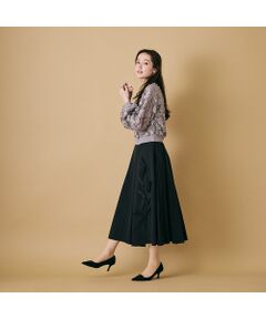 Rose Tiara / ローズティアラ ミニ・ひざ丈スカート | 立体フラワーモチーフ付きフレアスカート