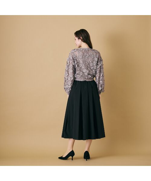 Rose Tiara / ローズティアラ ミニ・ひざ丈スカート | 立体フラワーモチーフ付きフレアスカート | 詳細13