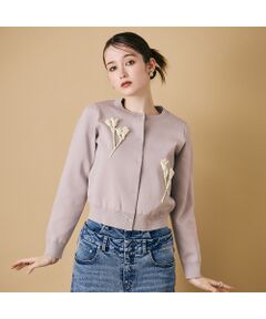 Rose Tiara / ローズティアラ ニット・セーター | 立体フラワーモチーフ付きカーディガン