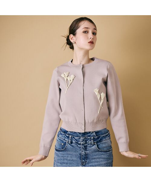 Rose Tiara / ローズティアラ ニット・セーター | 立体フラワーモチーフ付きカーディガン | 詳細1