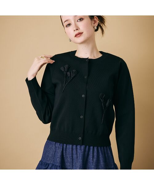 Rose Tiara / ローズティアラ ニット・セーター | 立体フラワーモチーフ付きカーディガン | 詳細7