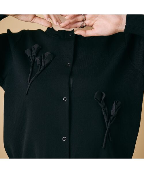 Rose Tiara / ローズティアラ ニット・セーター | 立体フラワーモチーフ付きカーディガン | 詳細12