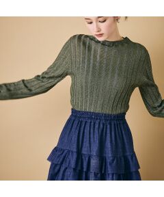 Rose Tiara / ローズティアラ ニット・セーター | ラメ入りワイドリブニット