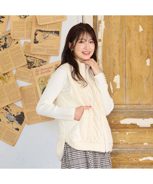 Rose Tiara / ローズティアラ その他アウター | ケーブルニットドッキングベスト | 詳細1
