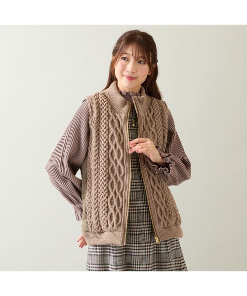 Rose Tiara / ローズティアラ その他アウター | ケーブルニットドッキングベスト | 詳細6