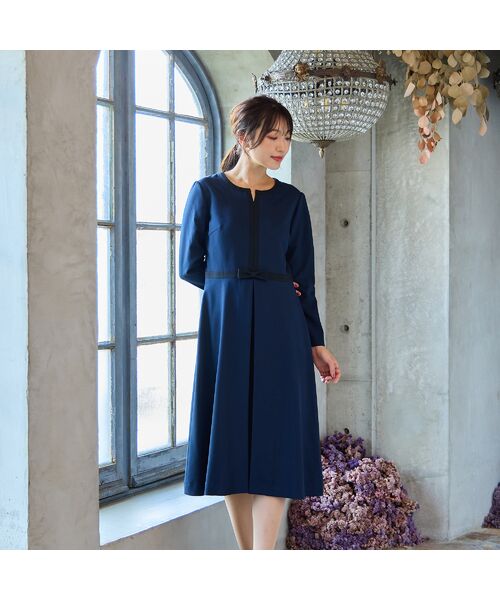 Rose Tiara / ローズティアラ ミニ丈・ひざ丈ワンピース | 【美シルエット】【イージーケア/UVカット】シフォンプリーツ切替ワンピース | 詳細2