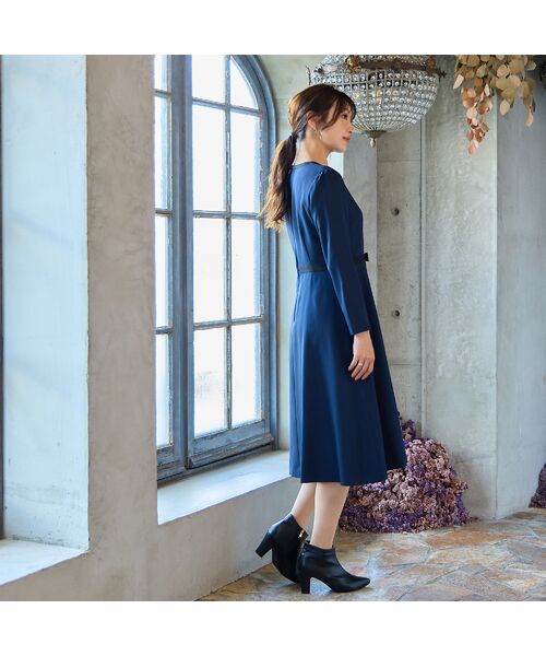 Rose Tiara / ローズティアラ ミニ丈・ひざ丈ワンピース | 【美シルエット】【イージーケア/UVカット】シフォンプリーツ切替ワンピース | 詳細3