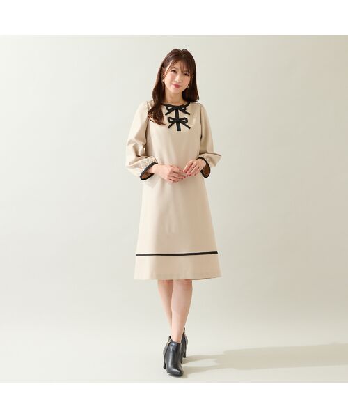 Rose Tiara / ローズティアラ ミニ丈・ひざ丈ワンピース | 【伸縮性◎/イージーケア】配色リボンワンピース | 詳細2