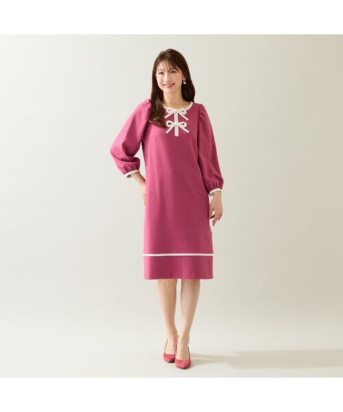 Rose Tiara / ローズティアラ ミニ丈・ひざ丈ワンピース | 【伸縮性◎/イージーケア】配色リボンワンピース | 詳細6