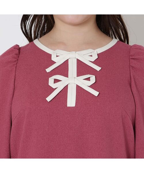 Rose Tiara / ローズティアラ ミニ丈・ひざ丈ワンピース | 【伸縮性◎/イージーケア】配色リボンワンピース | 詳細9